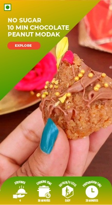 No sugar 10 min choclate peanut Modak